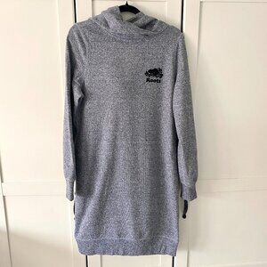 Roots Grey Hoodie Sweatshirt Dress with Beaver Logo Cozy Casual Size M